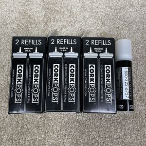 Vintage 7 Bottles Of Cork Pops Refill Cartridges Made in USA New Open Box